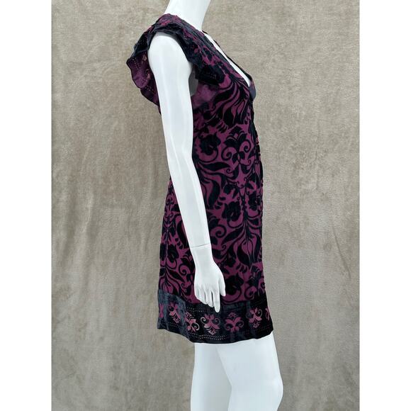 Hale Bob Dress Womens Small Velvet Mini Fit & Flare V-Neck Whimsigoth Silk Fairy - Picture 3 of 12
